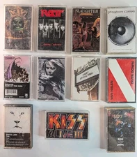 Lot of 12 Hair Glam Metal Cassettes KISS Van Halen Ratt Slaughter White Lion