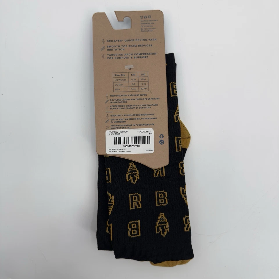 Brooks Unisex Tempo Tejido Crew Negro Antorcha Calcetines para Correr Talla S/M NUEVO Foto 3 de 4