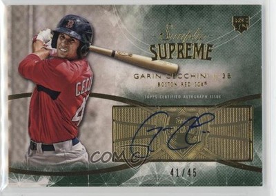 2014 Topps Supreme Simply Green 41/45 Garin Cecchini Rookie Auto RC 1cx3