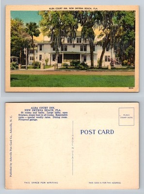 New Smyrna Beach, FL-Florida, Alba Court Inn Spanish Moss Vintage Postcard