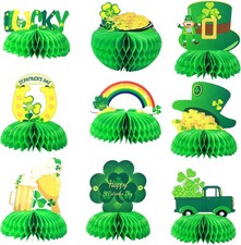 9Pcs St. Patrick's Day Shamrocks Honeycomb Centerpiece for Table Decorations Iri