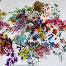50 Pieces Natural Flower Themed Stickers for Scrapbooking, Self-Adhesive Scrapbo