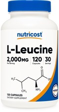 Nutricost L-Leucine 2,000mg, 120 Vegetarian 120 Count Pack of 1 , Red
