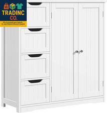 Wooden Bathroom Floor Cabinet, Side Storage Organizer Cabinet with 4 Drawers D