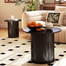  COSVALVE 40CM/60CM Coffee Table Round Wood  Side Table Sets With Hidden Storage
