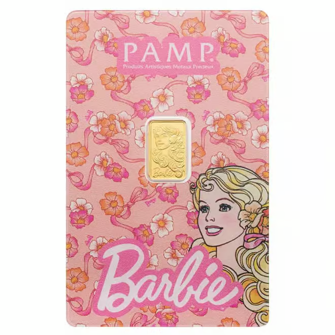 コレクション PAMP 24k 1g BARBIE - 1 gram BAR .9999 FINE Gold Bar PAMP Suisse Mattel COA