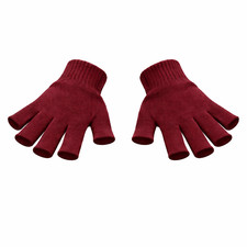 ADULTS Fingerless Gloves Men's Women's Winter Warm Stretch Black Soft Unisex UK