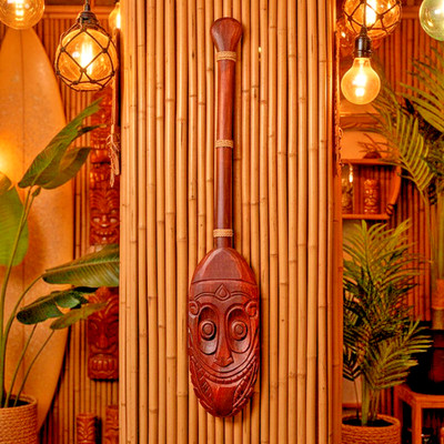 Tiki Paddle/Oar PNG Papua New Guinea Trader Sam's 39 x 7 in