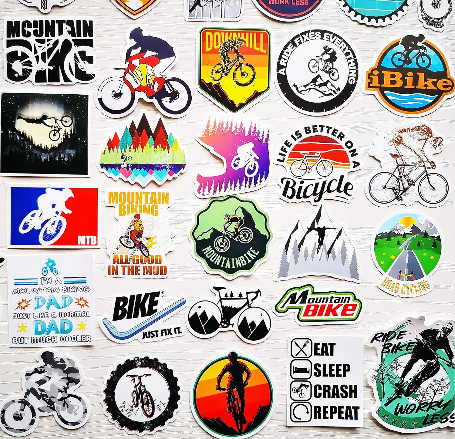 50Pcs Cool MTB Stickers Funny Bicycle Sticker Dirt Bicycle Decals Mountain Bike