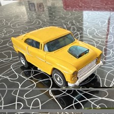 Tyco HO Slot Car 1957 Chevy Bel Air Yellow HP-2 Chassis 1970