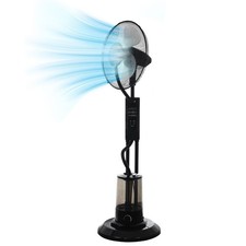 16" Pedestal Fan with Misting System, Humidifying Mist Spray Stand Fan + Timer