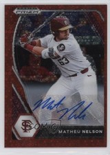 2021 Panini Prizm Draft Picks Red Donut Circle 87/99 Matheu Nelson Auto 0rd2