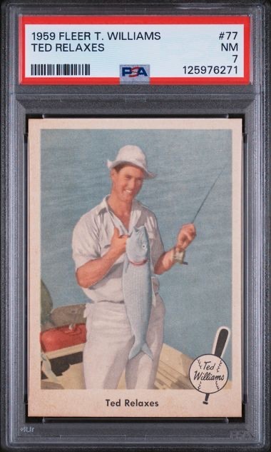 Ted Williams 1959 Fleer #77 Ted Williams HOF Ted Relaxes PSA 7