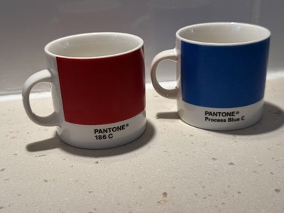 Copenhagen Design PANTONE Espressotasse x2, Prozessblau C & Rot 186 C