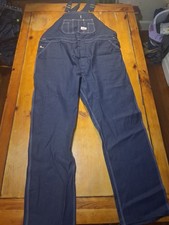 Round House USA Denim Bib Overalls Men's 48x34 Dark Wash 100 Cotton USA Made