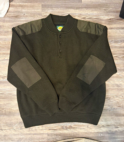 Cabela's Men's XL Regular Green Lined Button Band Collar Quilted Wool Jacket