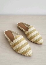 Universal Thread Violet Woven Mules Womens Size 8 Striped Straw Flats Shoes