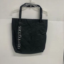 Bloomingdale's Tote Bag Black Nylon Vertical Spellout Logo Reusable Shopper