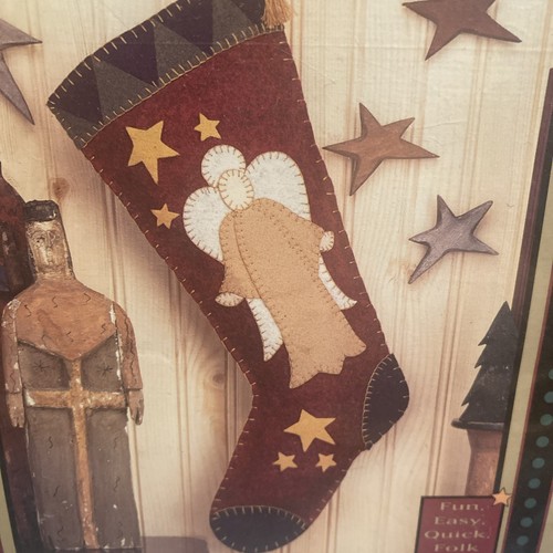 Hodge Podge Angel Quilt Applique Felt Stocking Kit-Folk Art Style-9" x 17"-NEW - Picture 8 of 9
