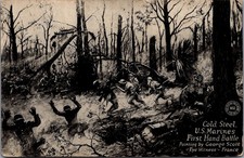 WWI US Marines Cold Steel Battle France George Scott Chicago Daily News Postcard