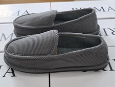 MEN'S CORDUROY HOUSE SHOES MOCCASIN SLIP-ON GREY