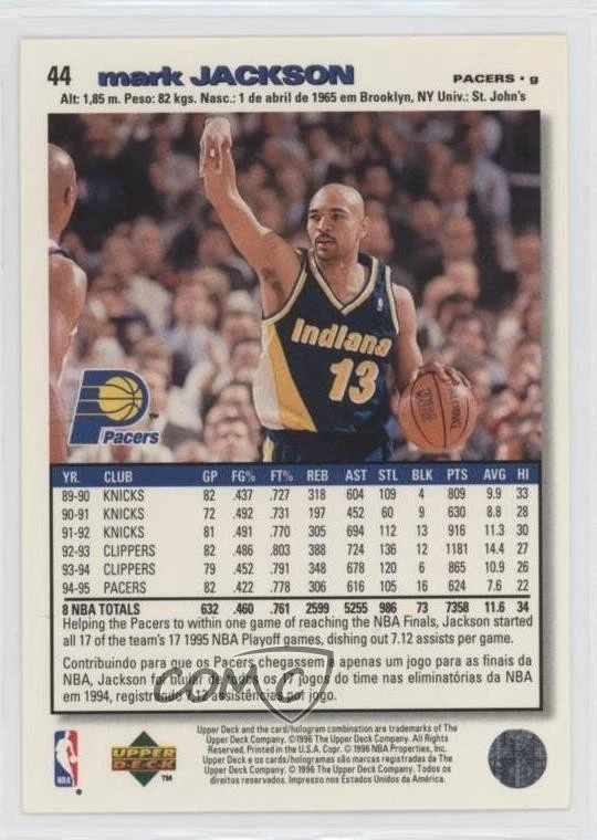 1995 Upper Deck Collector's Choice International Portuguese II Mark Jackson #44 - Image 2 of 2