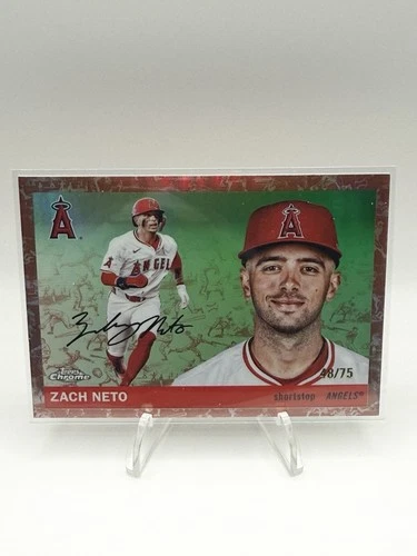 2025 Topps Chrome Platinum #62 Zach Neto Toile Cream / Rose Gold Refractors #/75