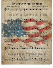 Vintage 'My Country 'Tis of Thee' American Flag Wall Art Print - Patriotic USA W