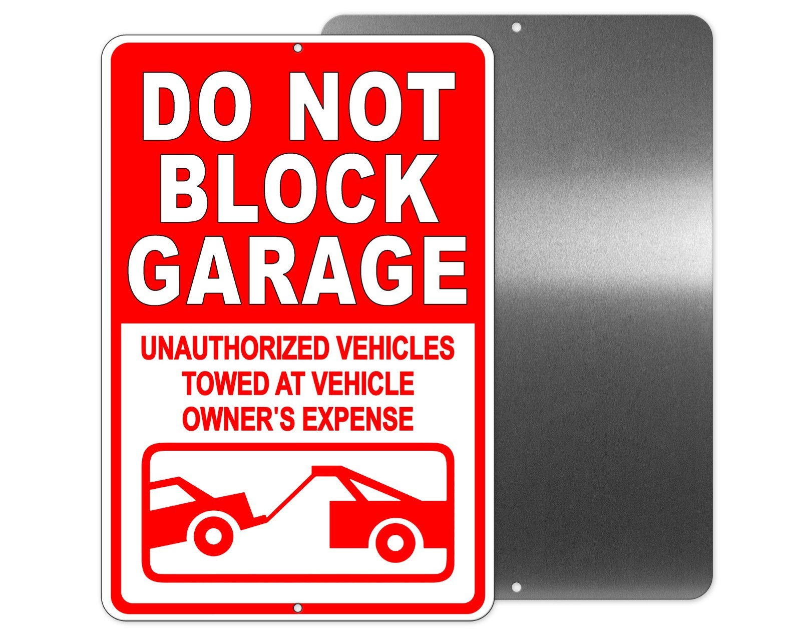 Do Not Block Garage Vehicles Towed Sign / Metal Magnetic Decal no parking