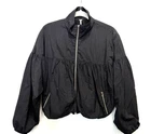 Free People Size XS Black Now or Never Bomber Bubble Windbreaker Jacket