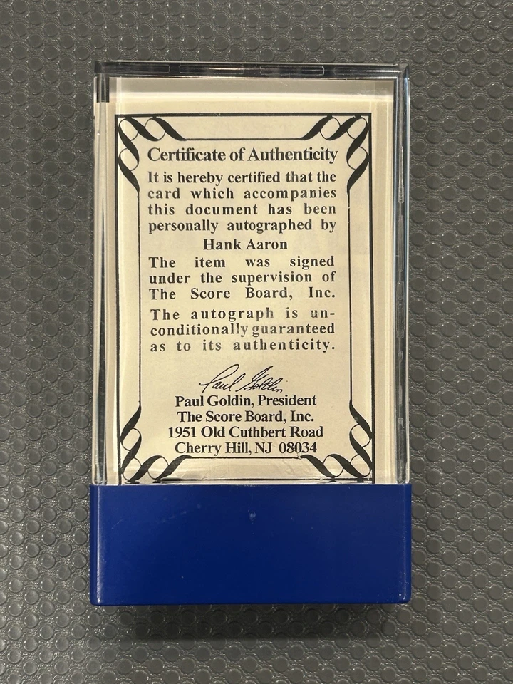 1991 East Coast National Hank Aaron 1954 Topps reimpresión automática/1954 en tarjeta negrita Foto 3 de 3