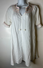 Madewell Rainbow Smocked Trapeze Dress Women's Small Gauze White Beach