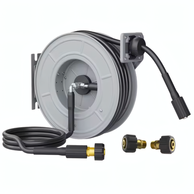 #ad Giraffe Tools 1 4quot; x 60 ft Retractable Pressure Washer Hose Reel 4000PSI Hose $149.99