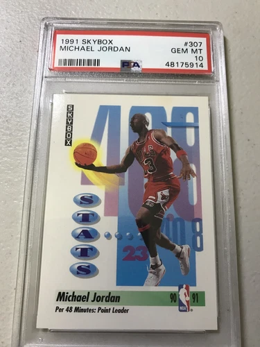 1991 Skybox Basketball #307 Michael Jordan Stats Leader Ppg Psa 10 Gem Mint card