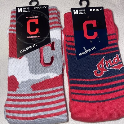 2 PAIRS - PKWY MLB CLEVELAND INDIANS Guardian￼s STRIPE SOCKS RED Youth SZ 1-6