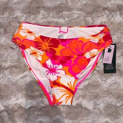   Wild Fable Bikini Bottom XS (0 2) Floral Hibiscus Print Mid Rise High Leg NWT