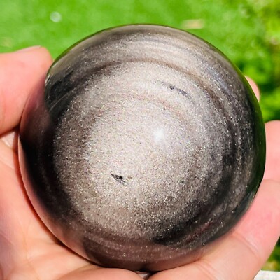300g Natural Silver Obsidian Ball Crystal Mineral Specimen Gemstone Sphere