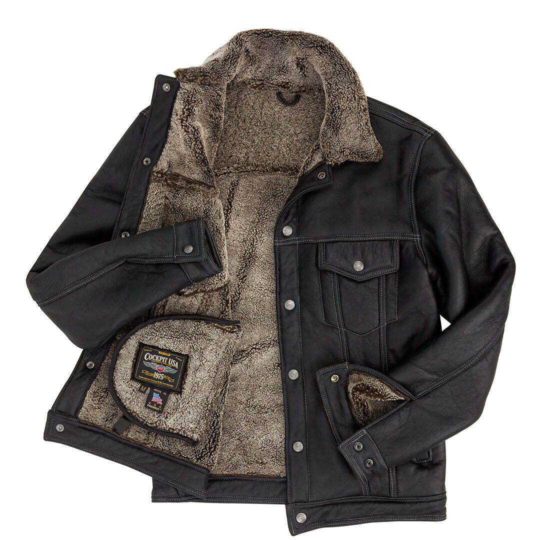 COCKPIT USA The Sheepskin Midnight Trucker Z21Z009 USA MADE | eBay