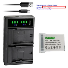 Kastar Battery LTD2 USB Charger for Canon NB-13L NB13L & Canon CB-2LH CB-2LHE