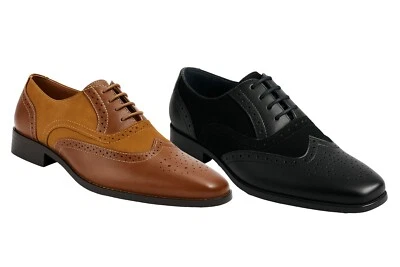 SIRRI Zapatos de cuero de gamuza para niños Brogue Vestido con cordones Baile de graduación Boda Calzado clásico