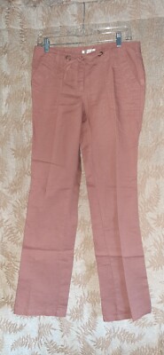 Kenar Rust Lightweight Linen/Cotton Zip Closure with Front Tie Pants Size 4