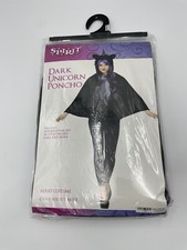 Spirit Adult Dark Unicorn Hooded Poncho With Ears and Horn Halloween Costume