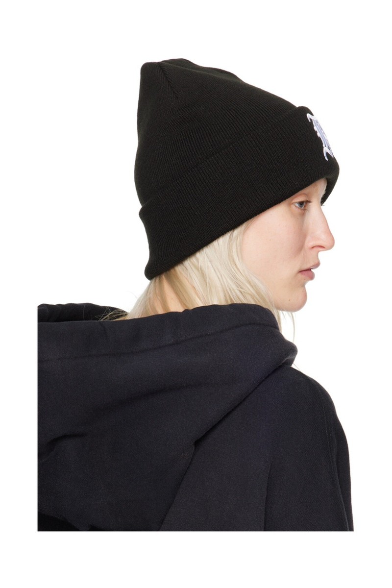 【R13】SKULLY BEANIE R13 LOGO EMBROIDERED SKULLY BEANIE BLACK WITH WHITE UNISEX