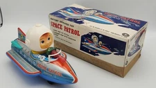 Vintage Modern Toys Space Patrol Battery Operated Tin Toy w/ Original Box *READ*