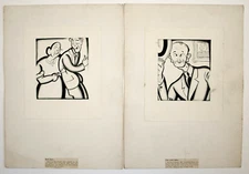 Frederick Johnson (1900-1986) Watercolour drawings, Comical illustrations