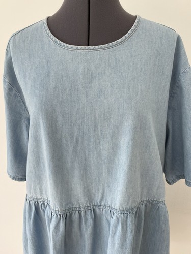 Blue Denim Short Sleeved Dress - Size M - Cotton - Picture 5 of 8