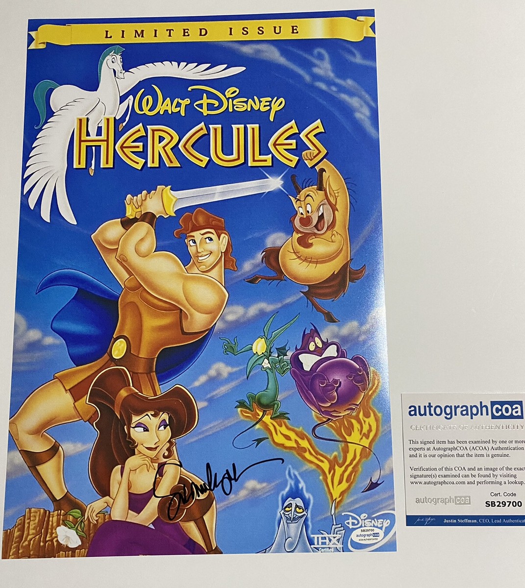 Susan Egan signed Autographed Meg Disney's Hercules 12x18 Movie