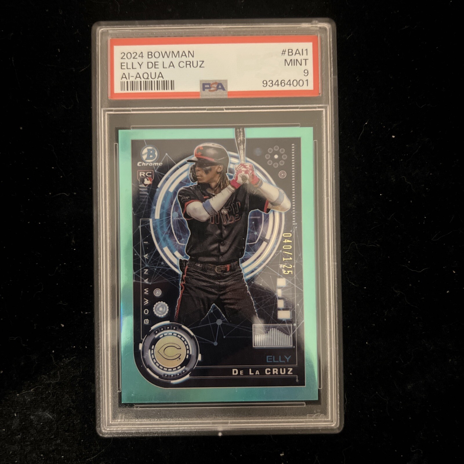 2024 Bowman Elly De La Cruz AI-Aqua #40/125 PSA 9