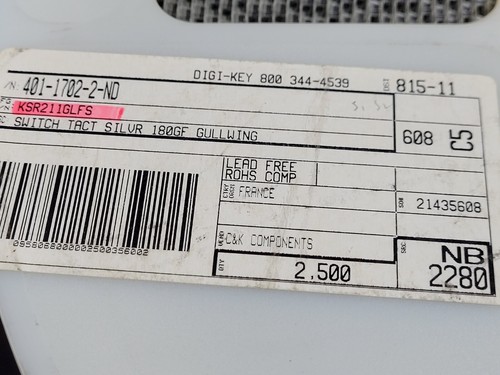 (5 PCS) KSR211GLFS C&K Tactile Switch SPST-NO Top Actuated SMT ROHS - Picture 3 of 3