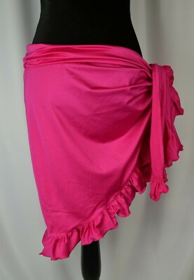 Brioni Women's Swim Wrap Ruffled Edges Pink Casual Summer Fun 24.5'' x 62'' Fun